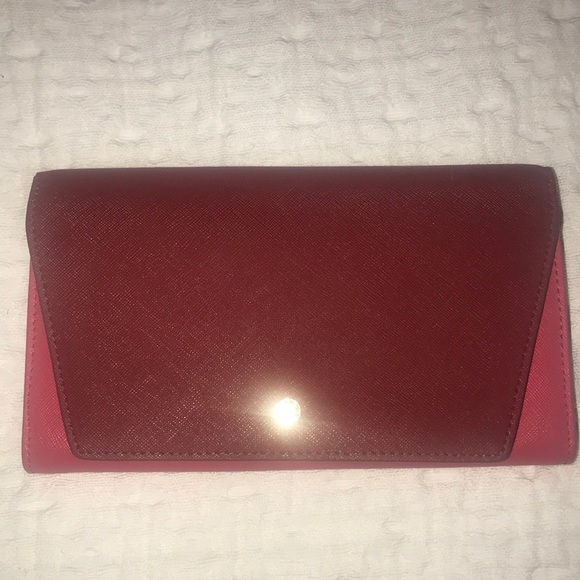 Authentic Red and pink Danier Leather wallet - Picture 1 of 5